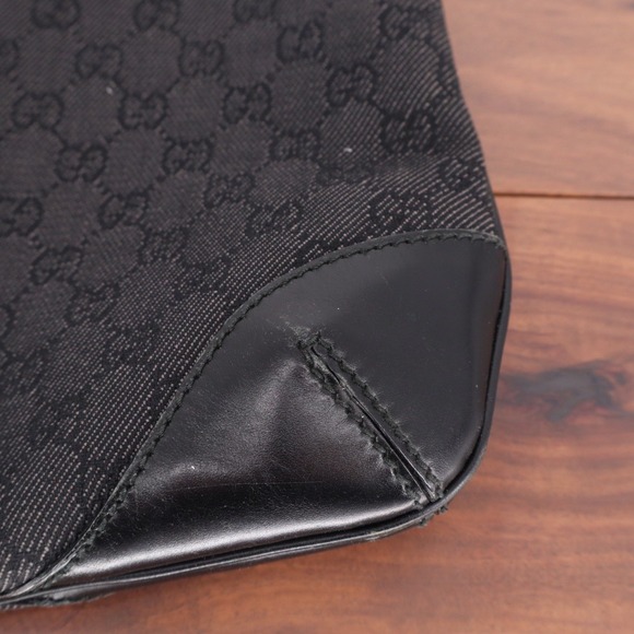 Gucci Black Original GG Canvas Shoulder Bag Vintage Black Leather Trim - Picture 5 of 14